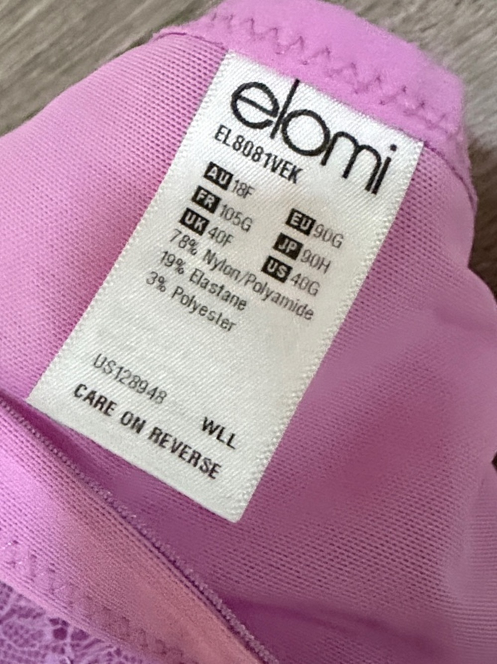 Elomi Lace Underwire Bra in Light purple - Picture 3 of 3